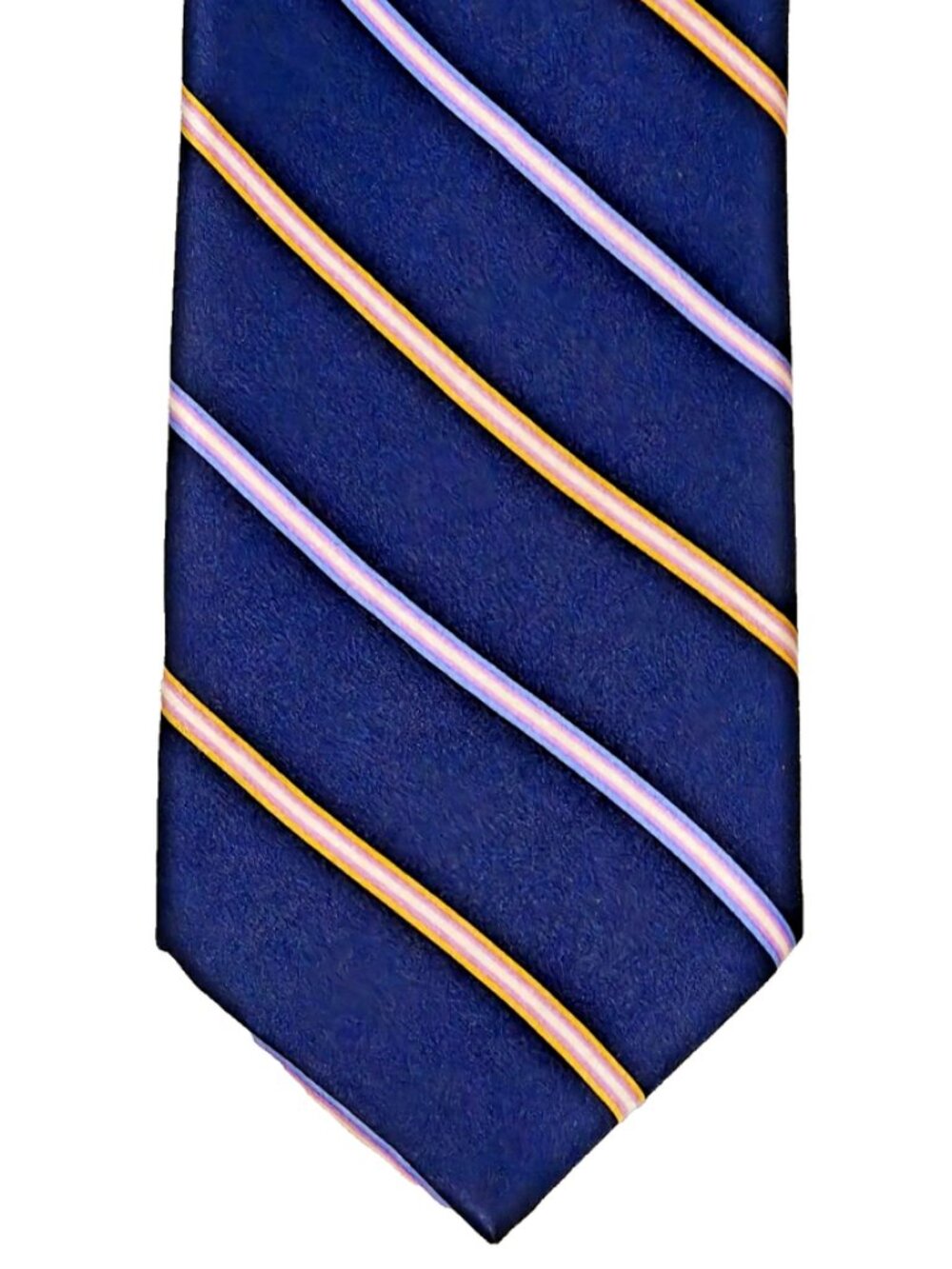 Dolcepunta Men's Silk Tie Navy Repp Stripe Thick Plush Handmade 3.5" x 59.75"